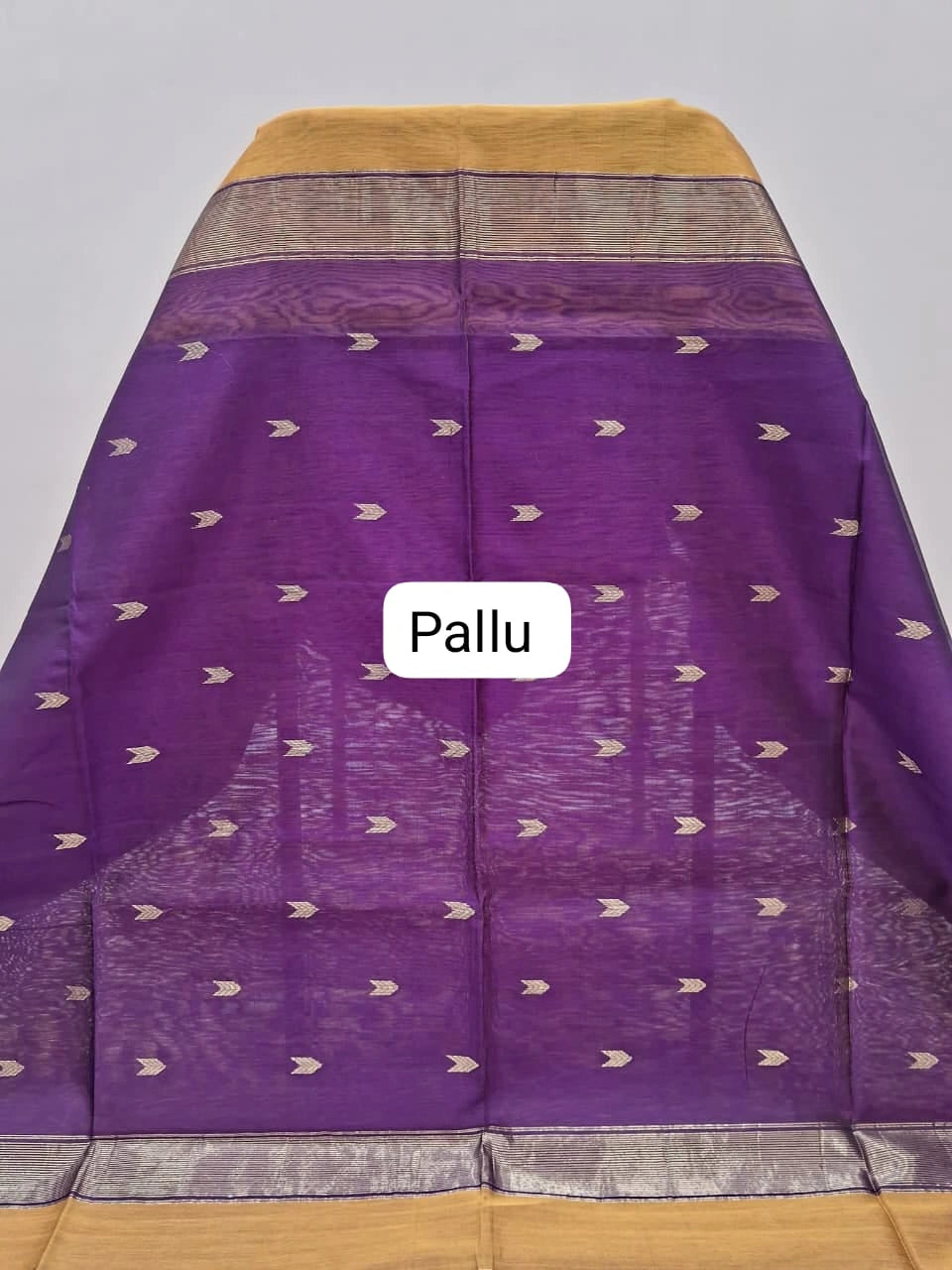 Mustard Yellow Pure Maheshwari Silk Saree pallu