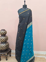 Black Pure Maheshwari Silk Saree 