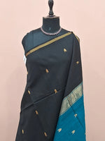 Black Pure Maheshwari Silk Saree 1