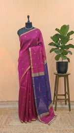 Raspberry Pink Pure Maheshwari Silk Saree