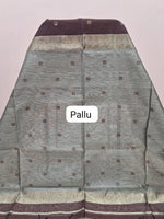 Chocolate Brown Pure Maheshwari Silk Saree pallu