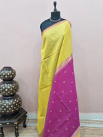 Lime Yellow Pure Maheshwari Silk Saree