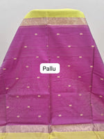 Lime Yellow Pure Maheshwari Silk Saree pallu
