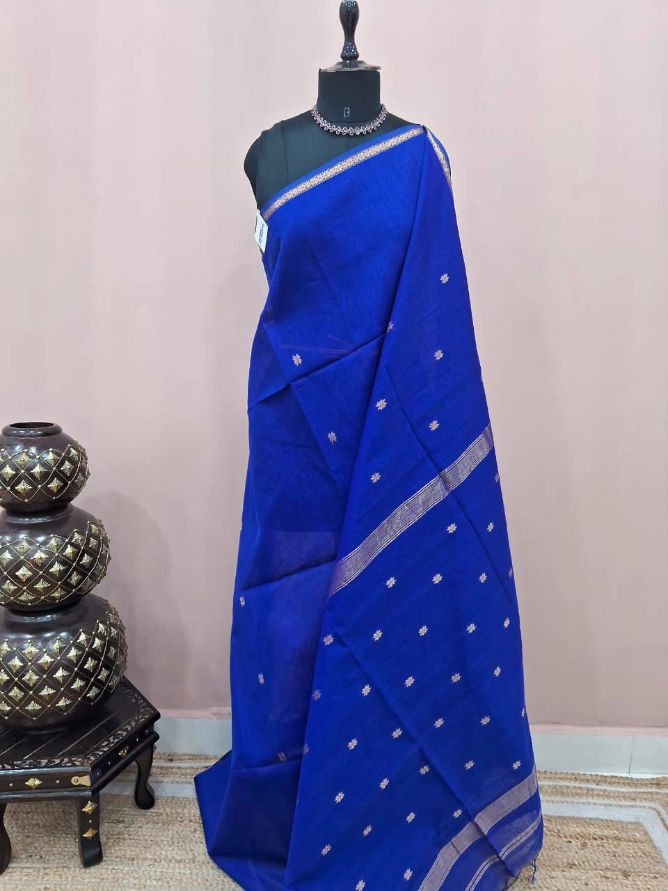 Royal Blue Pure Maheshwari Silk Saree 