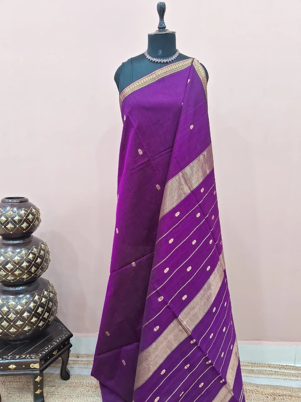 Rich Purple Pure Maheshwari Silk Saree 