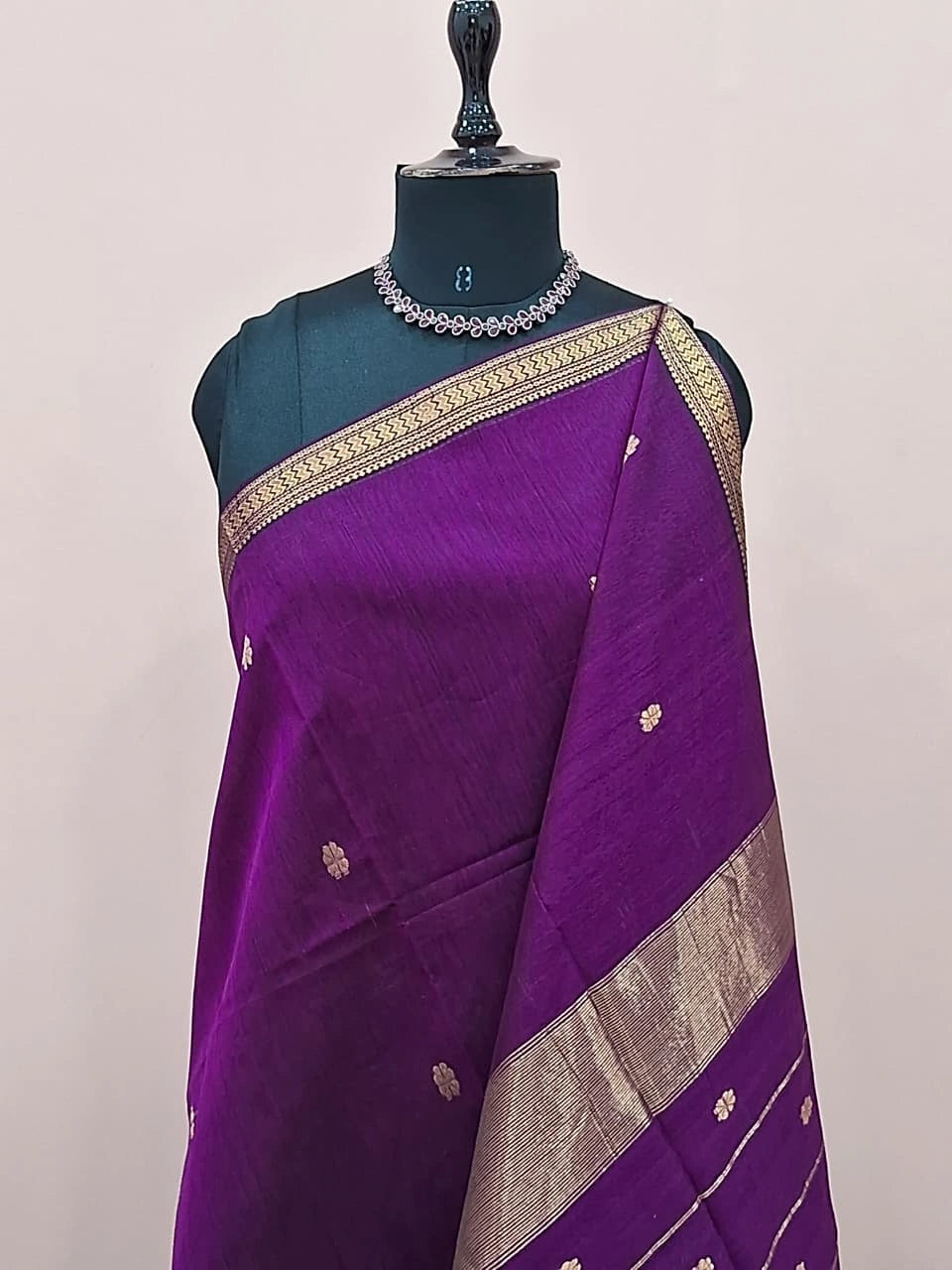 Rich Purple Pure Maheshwari Silk Saree  1