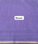 Traditional Purple and White Pure Maheshwari Silk Saree Blouse