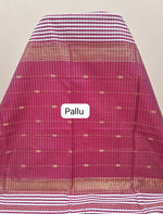 Pink and White Pure Maheshwari Silk Saree pallu