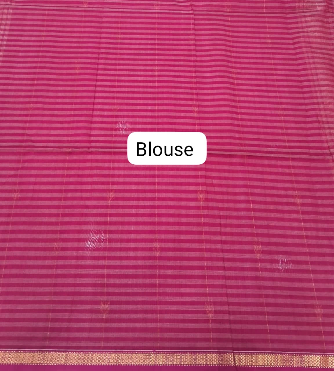 Pink and White Pure Maheshwari Silk Saree Blouse