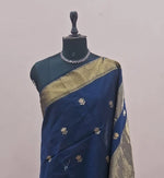 Navy Blue Pure Maheshwari Silk Saree 1