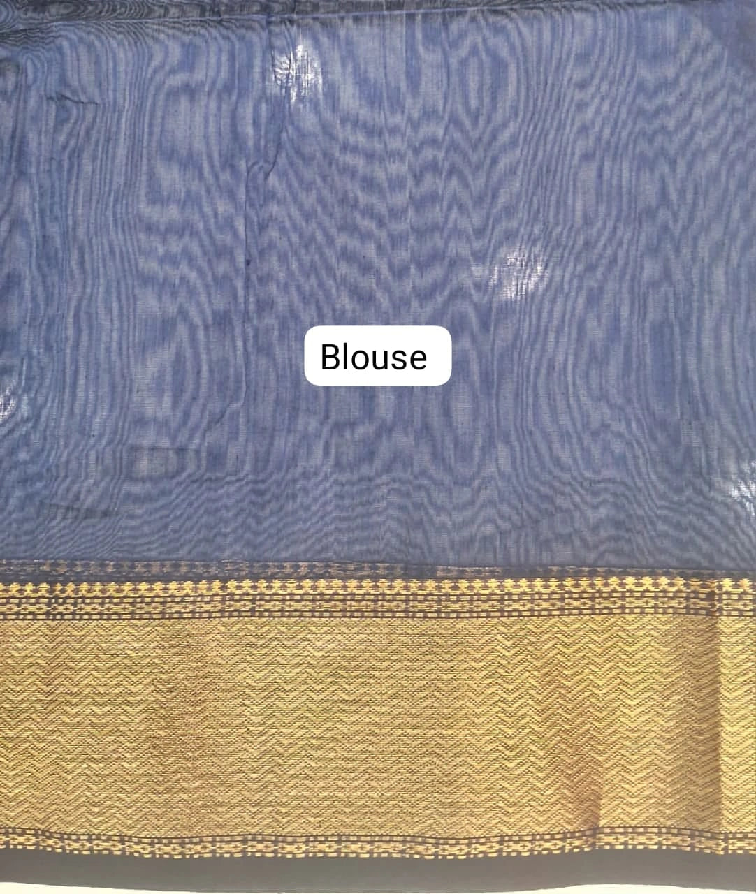 Navy Blue Pure Maheshwari Silk Saree Blouse