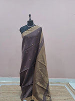 Chocolate Brown Pure Maheshwari Silk Saree