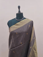 Chocolate Brown Pure Maheshwari Silk Saree 1