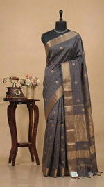 Chocolate Brown Pure Maheshwari Silk Saree