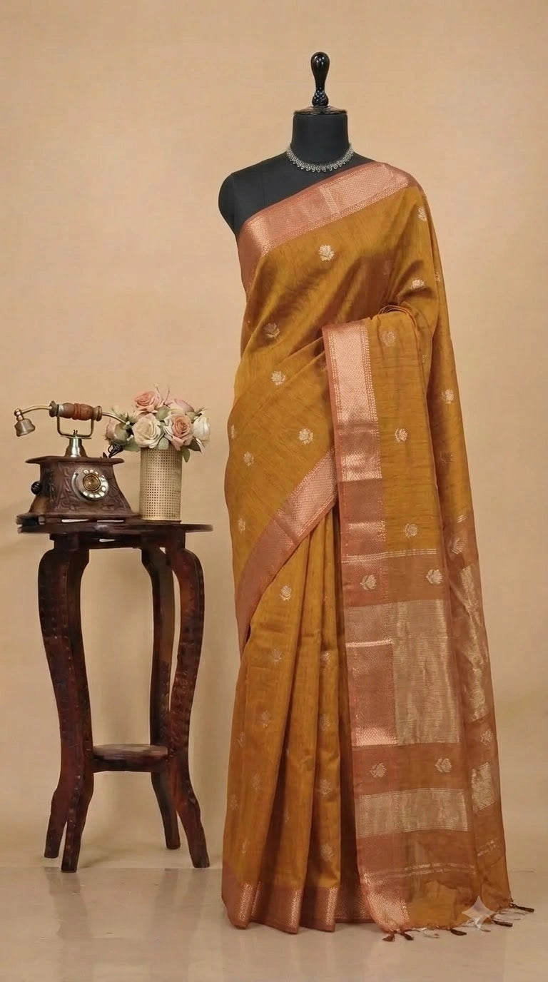 Olive Green Pure Maheshwari Silk Saree 