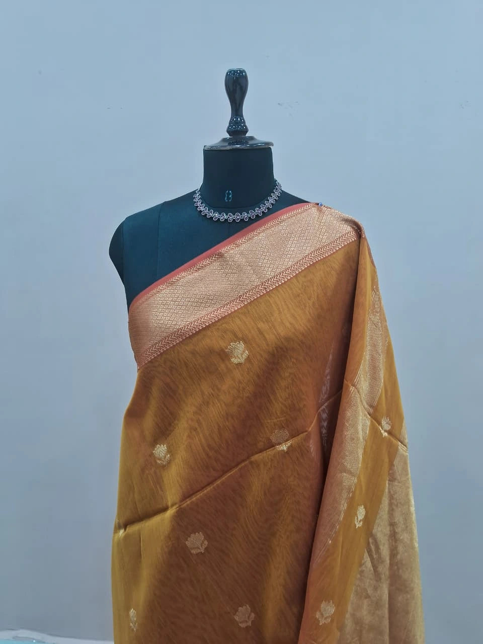 Olive Green Pure Maheshwari Silk Saree  1