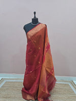 Dual-Shaded Pure Maheshwari Silk Saree 