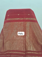 Tomato Red Pure Maheshwari Silk Saree pallu