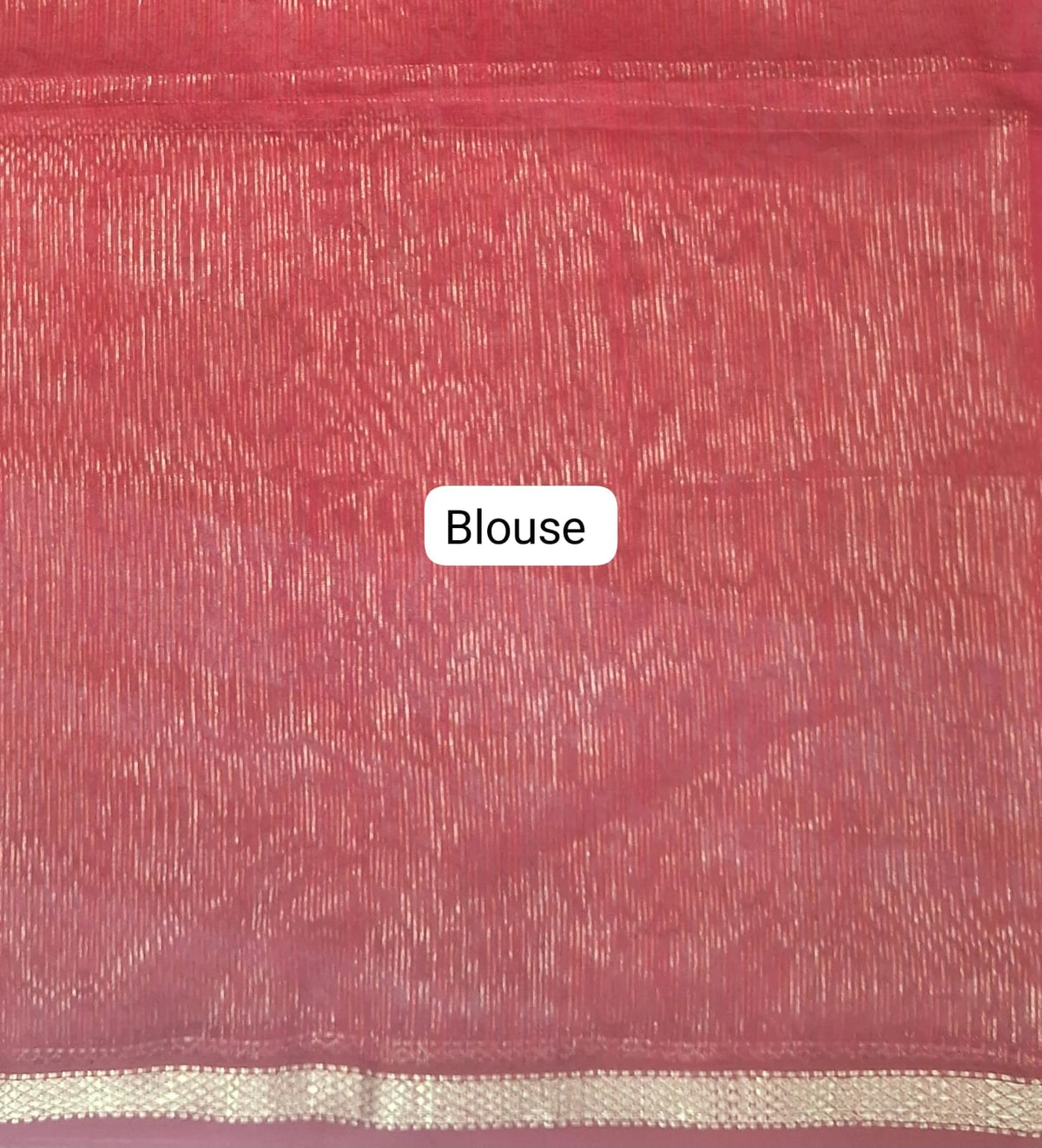 Tomato Red Pure Maheshwari Silk Saree blouse