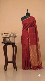 Tomato Red Pure Maheshwari Silk Saree