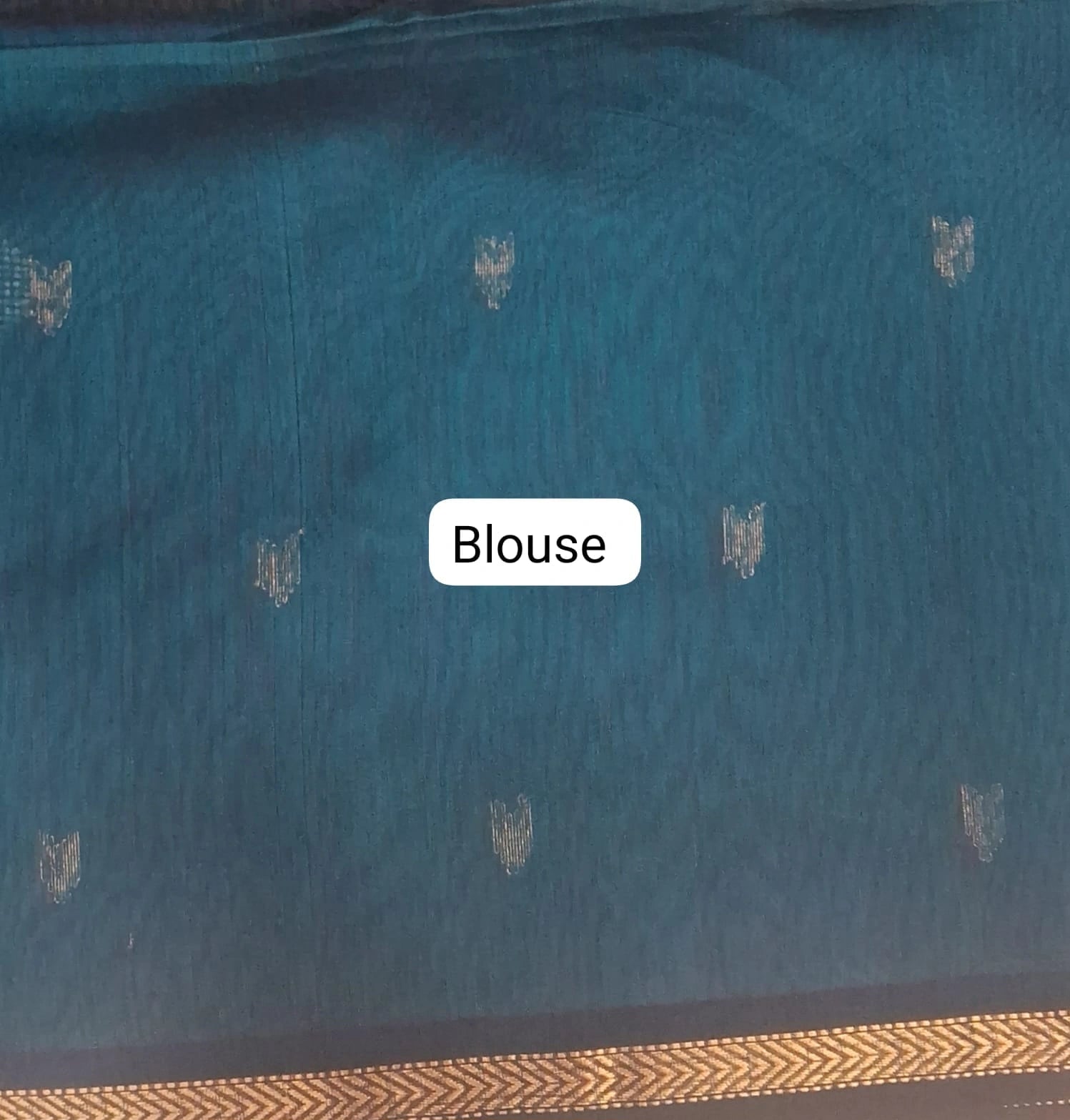 Dark Walnut Brown Pure Maheshwari Silk Saree Blouse