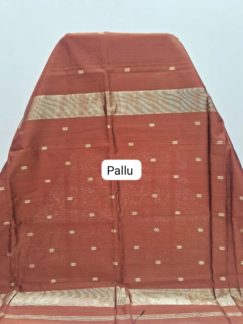 Rust Brown Pure Maheshwari Silk Saree pallu
