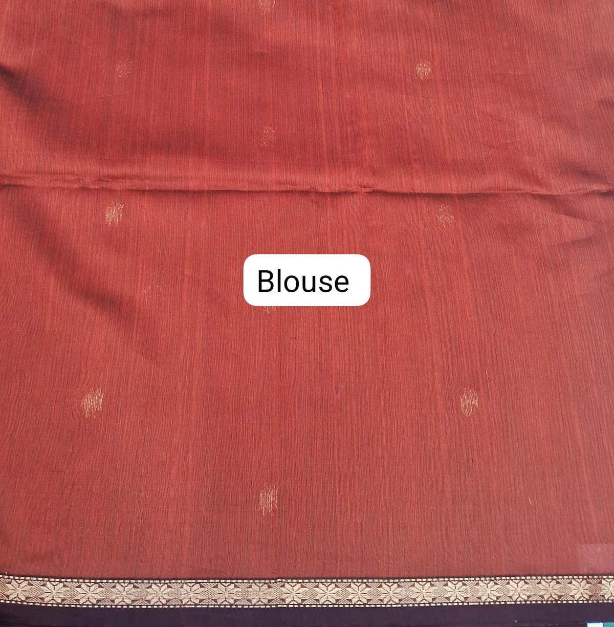 Rust Brown Pure Maheshwari Silk Saree blouse