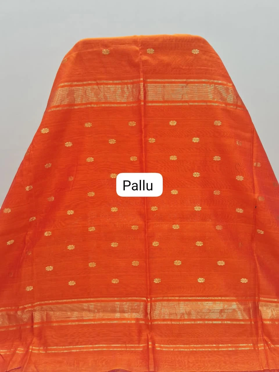 Burnt Orang e Pure Maheshwari Silk Saree Pallu