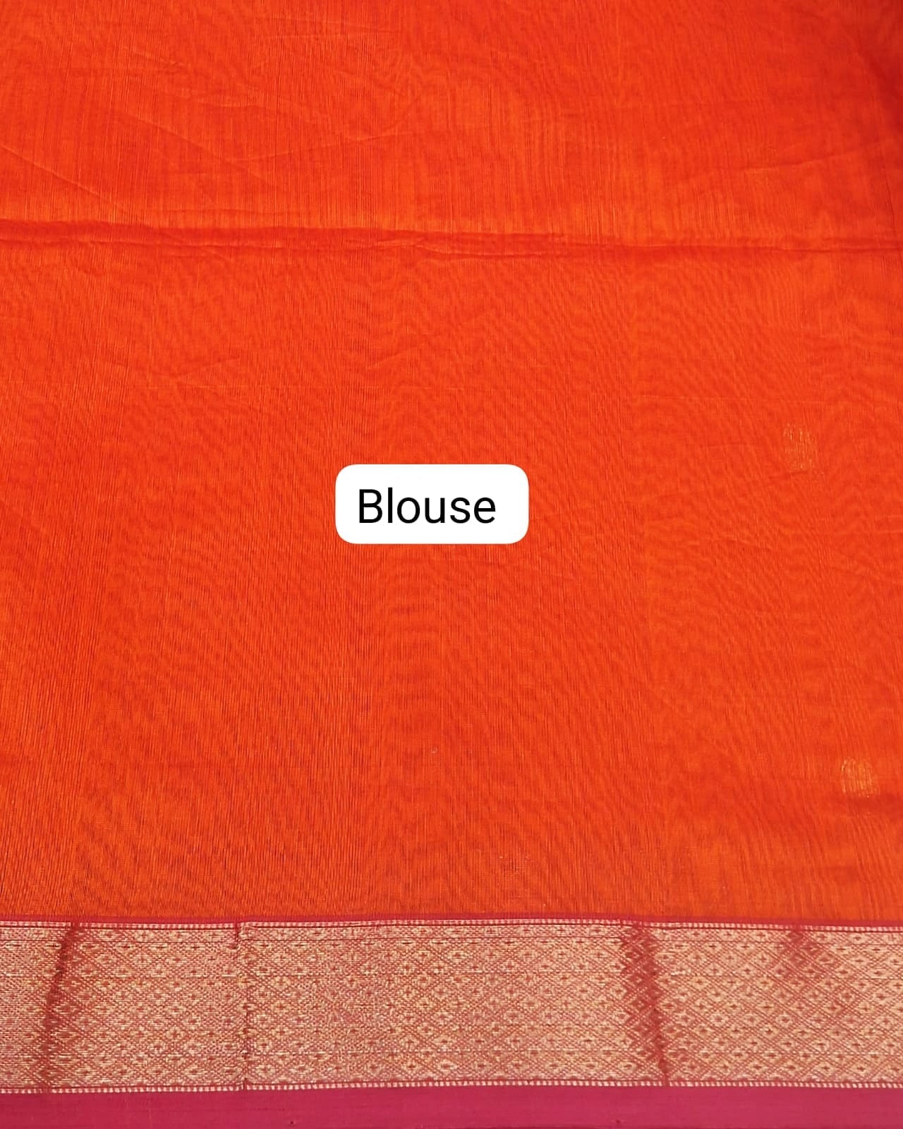 Burnt Orange Pure Maheshwari Silk Saree Blouse
