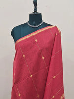 Tomato Red Pure Maheshwari Silk Saree 1