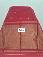 Tomato Red Pure Maheshwari Silk Saree Pallu