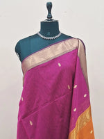 Magenta Purple Pure Maheshwari Silk Saree 1