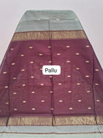 Silver Grey Pure Maheshwari Silk Saree Pallu