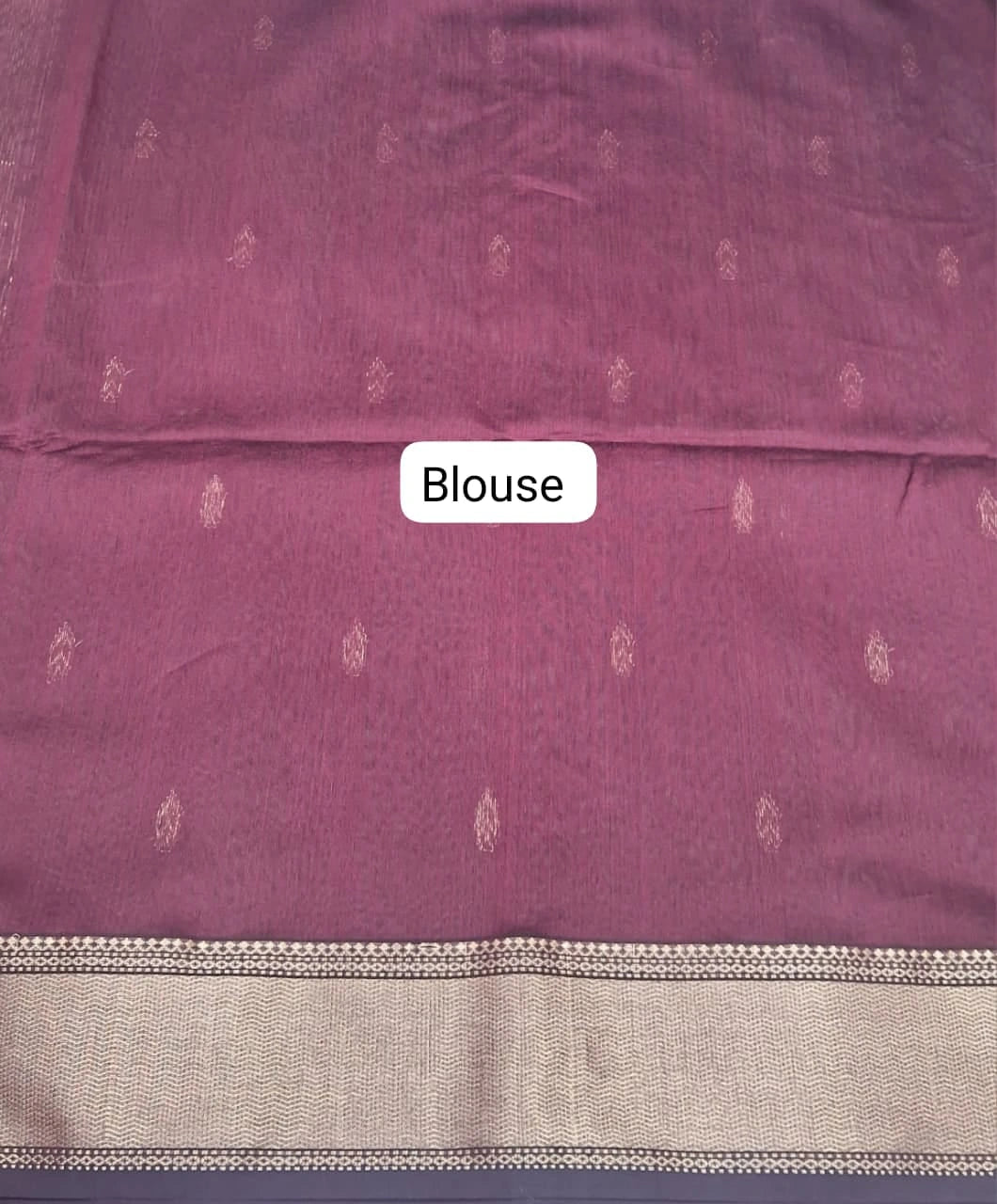 Silver Grey Pure Maheshwari Silk Saree Blouse