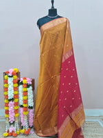 Mustard Gold Pure Maheshwari Silk Saree 