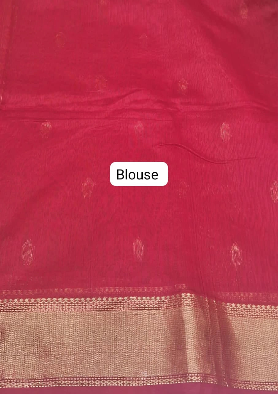 Mustard Gold Pure Maheshwari Silk Saree blouse