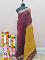 Maroon Pure Maheshwari Silk Saree