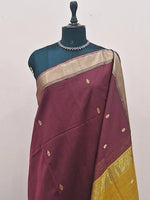 Maroon Pure Maheshwari Silk Saree 1
