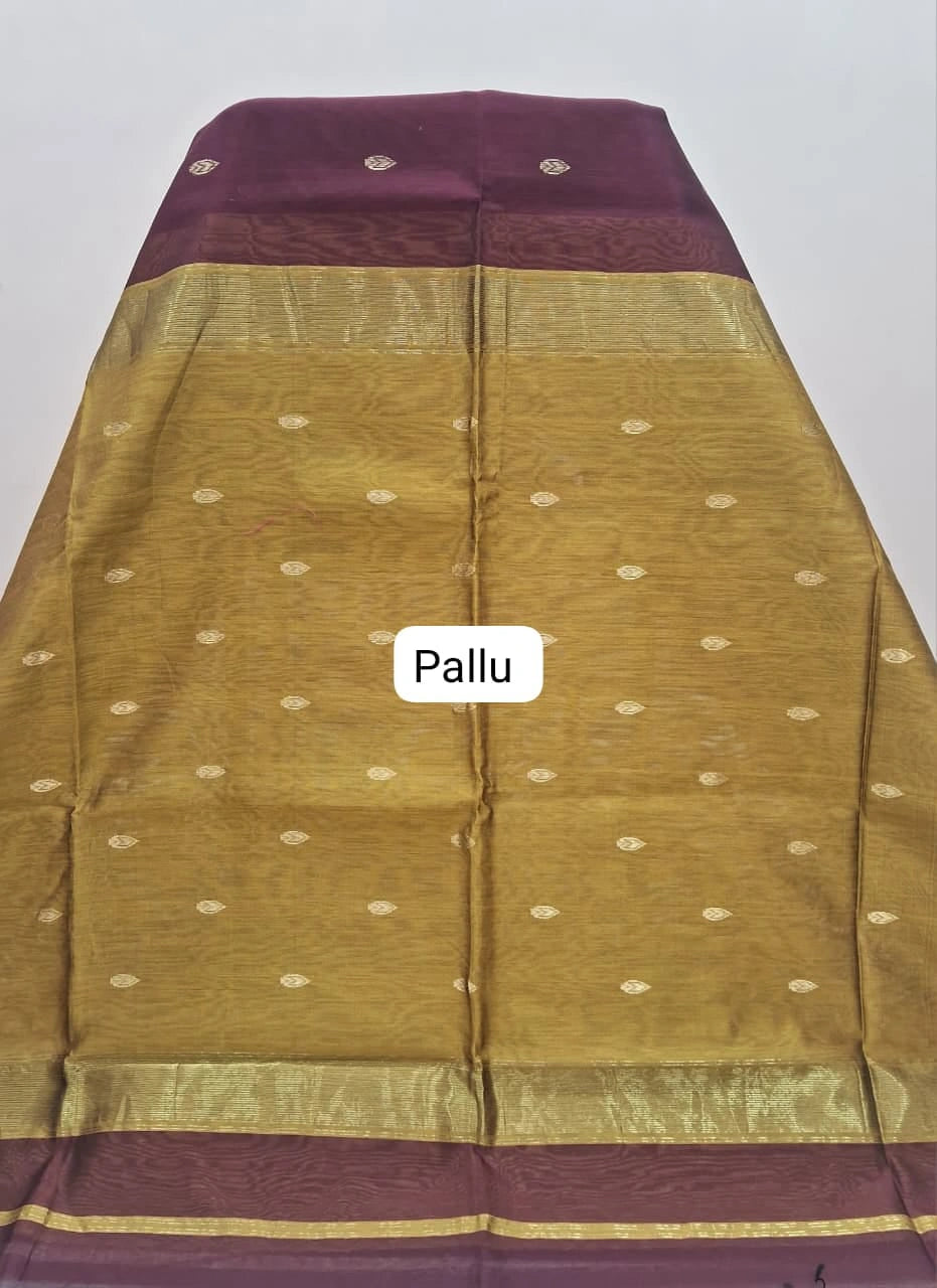 Maroon Pure Maheshwari Silk Saree Pallu