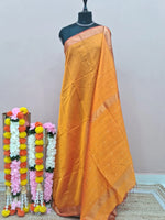 Yellow Pure Maheshwari Silk Saree