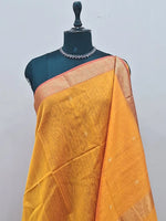 Yellow Pure Maheshwari Silk Saree 1