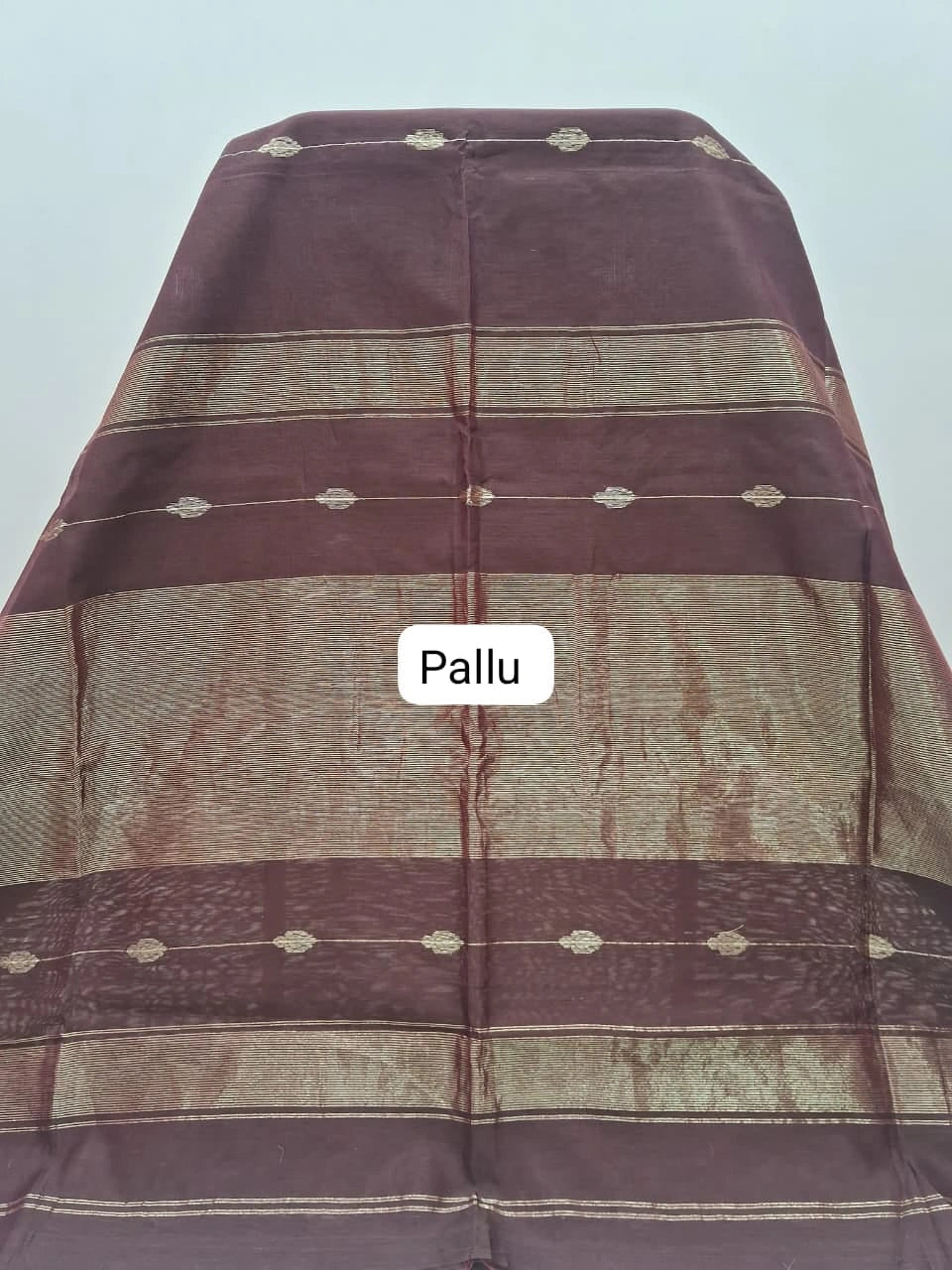 Dark Walnut Brown Pure Maheshwari Silk Saree Pallu