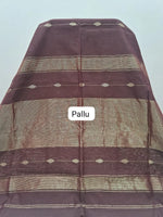 Dark Walnut Brown Pure Maheshwari Silk Saree Pallu