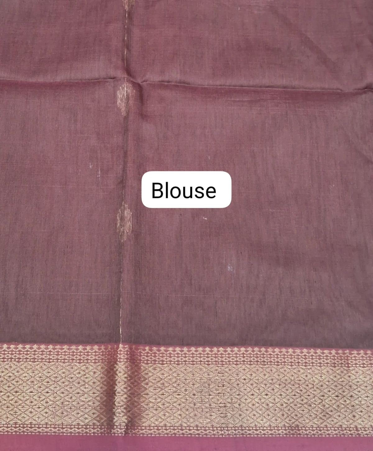 Dark Walnut Brown Pure Maheshwari Silk Saree Blouse