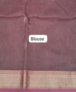 Dark Walnut Brown Pure Maheshwari Silk Saree Blouse