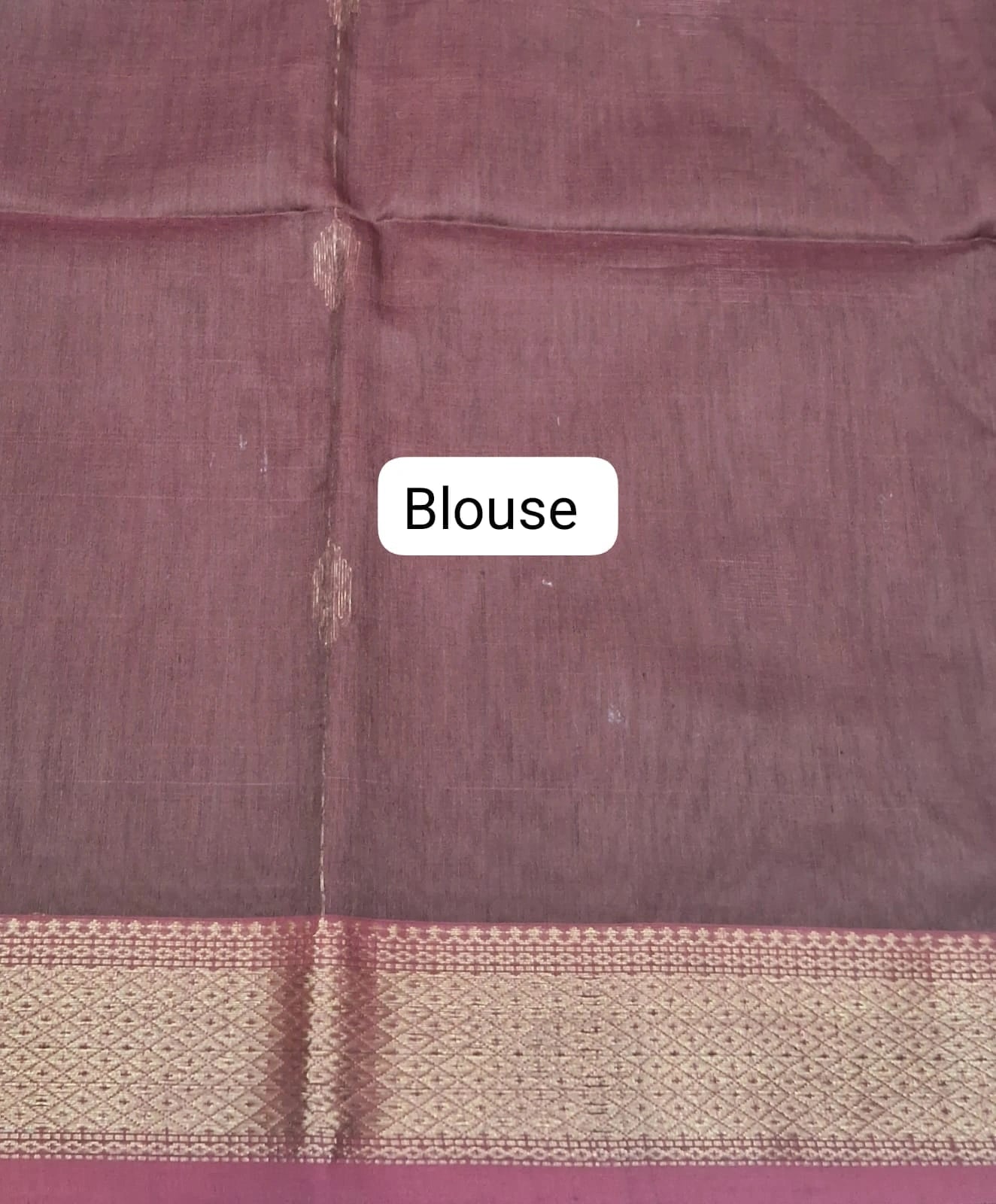 Dark Walnut Brown Pure Maheshwari Silk Saree Blouse