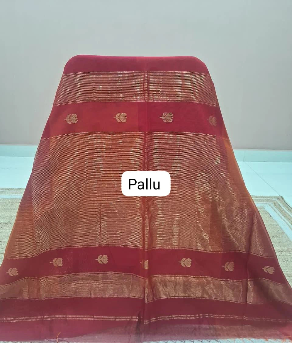 Dual Shade Pure Maheshwari Silk Saree Pallu