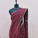 Maroon Pure Maheshwari Silk Saree 1