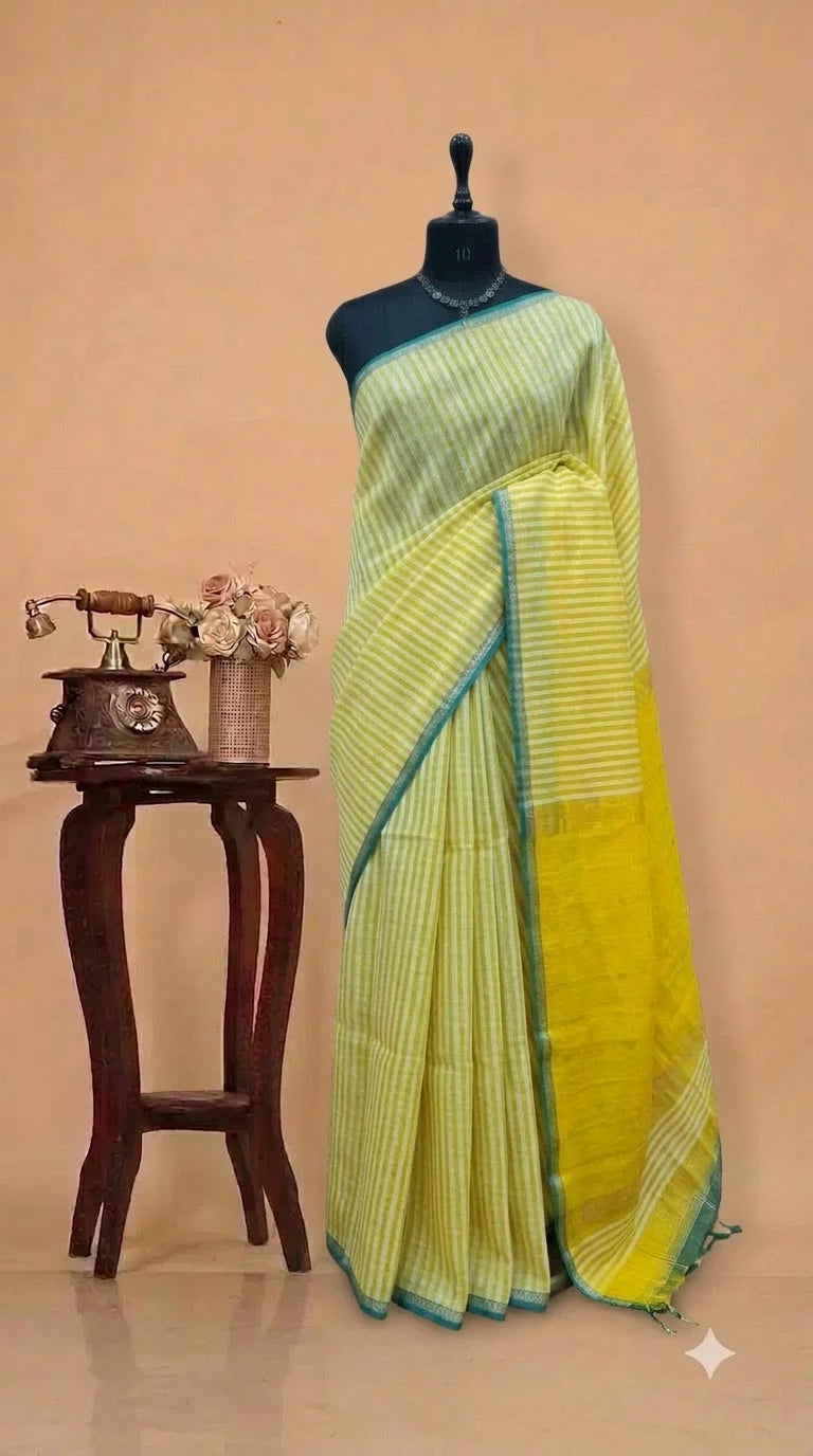 White Pure Maheshwari Silk Saree 