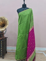 Parrot Green Pure Maheshwari Silk Saree 